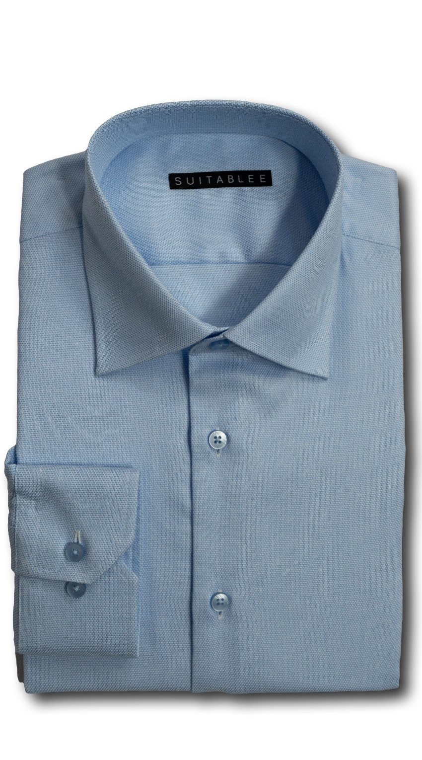 Chemise Habillée Bleu Ciel Motif Chevron