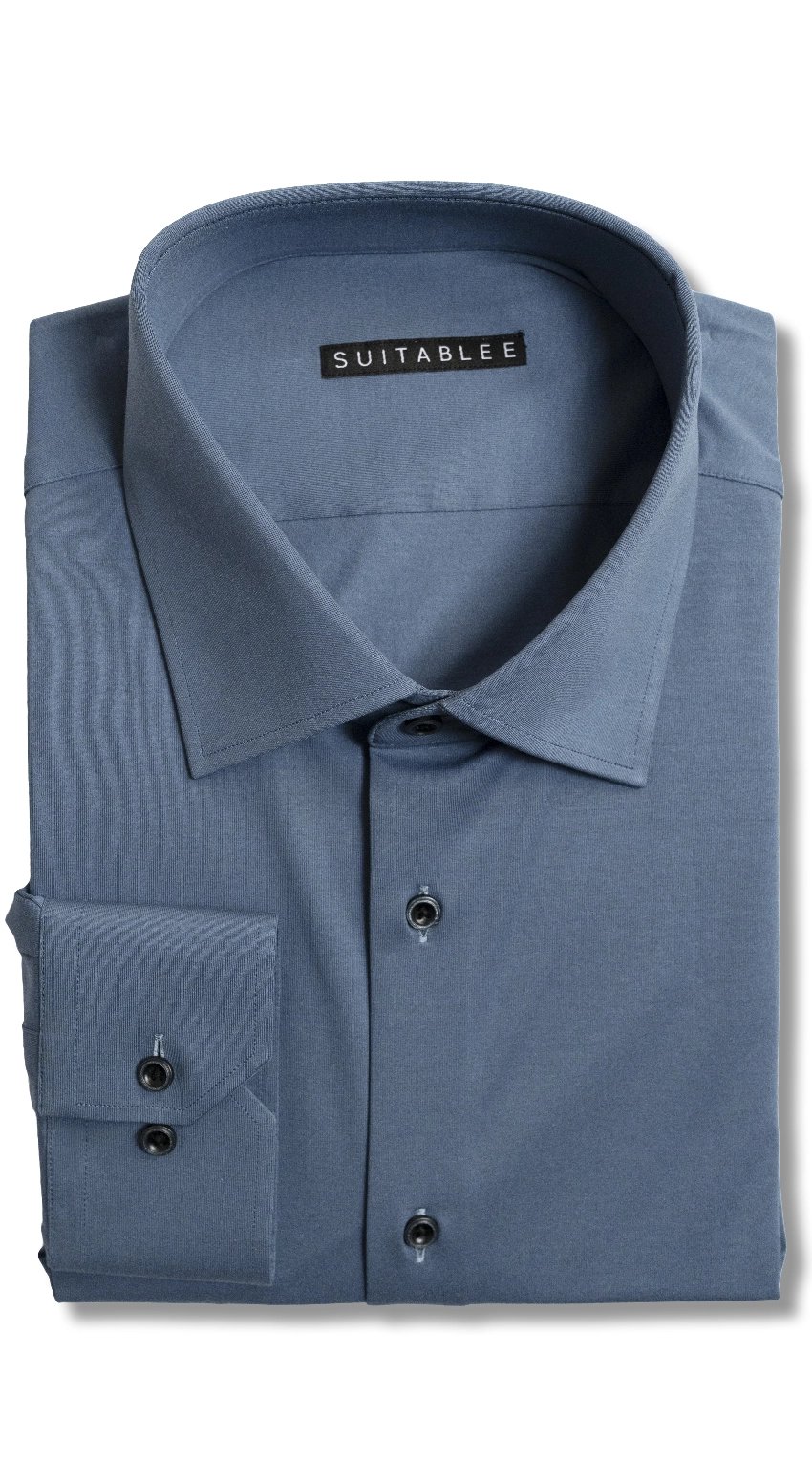 Chemise Habillée Stretch Bleu Ardoise