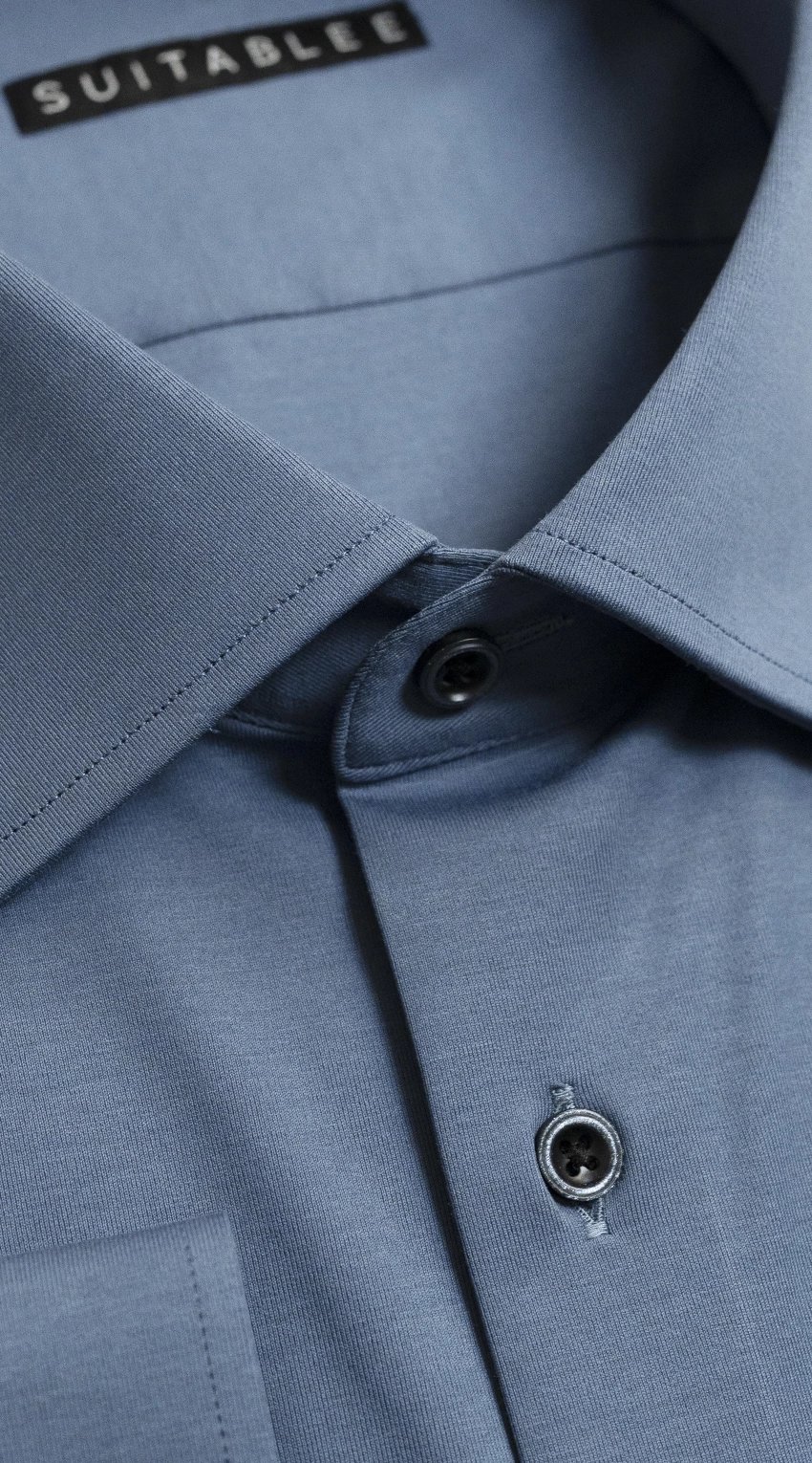 Chemise Habillée Stretch Bleu Ardoise