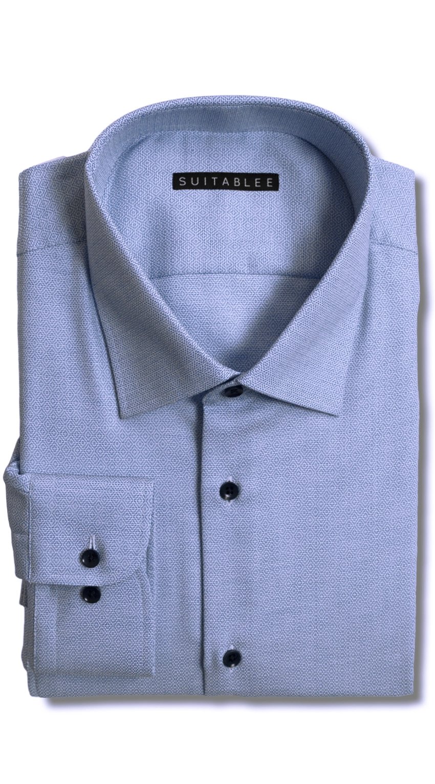 Blue Micro-Geo Dress Shirt