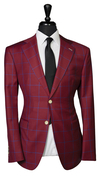 Crimson Red Windowpane Wool Suit