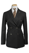 Complet Rayures Charcoal Double Boutonnage