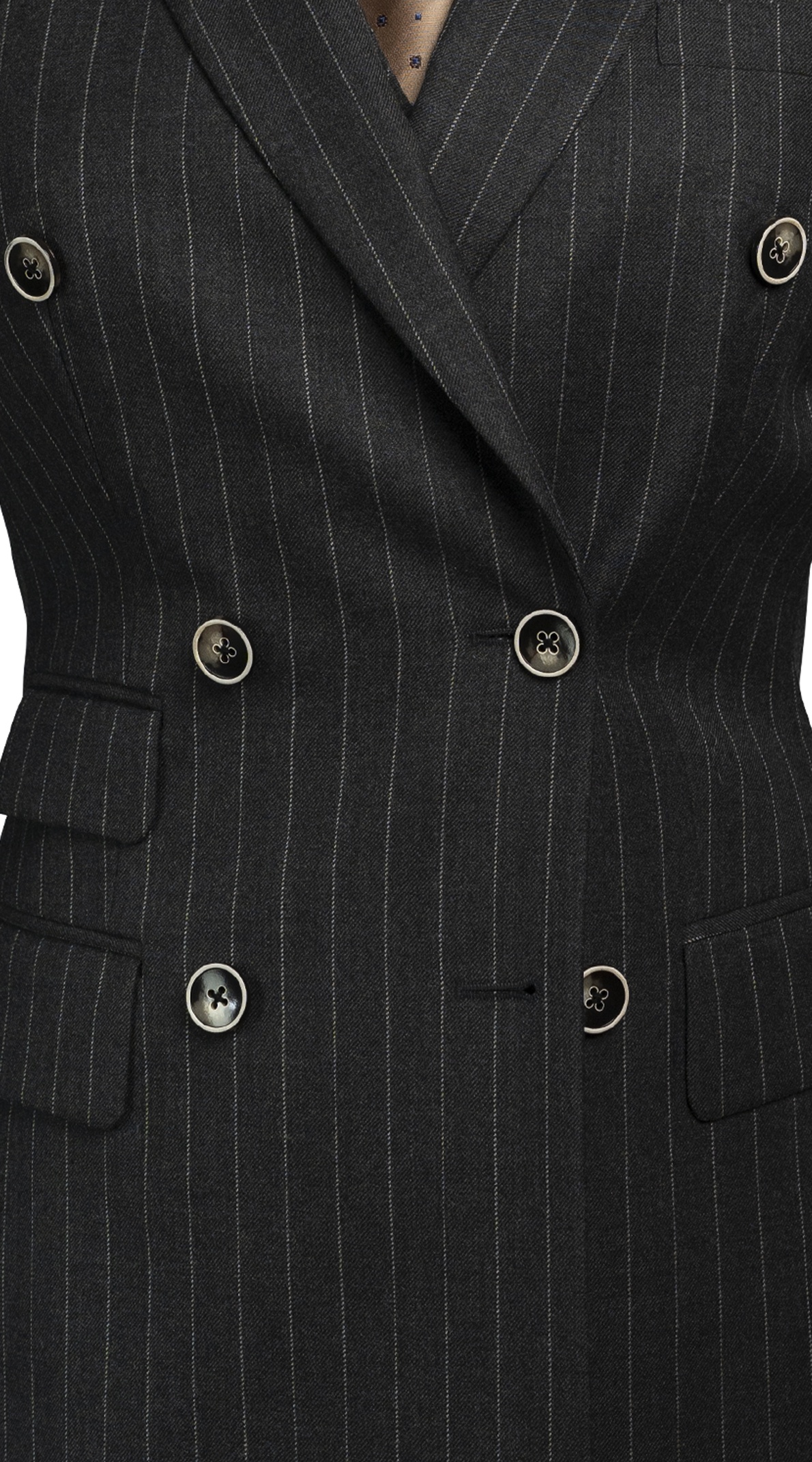 Regular Fit Double Breasted Stripe 2 Piece Suit (Charcoal) DSS-4 main image 1
