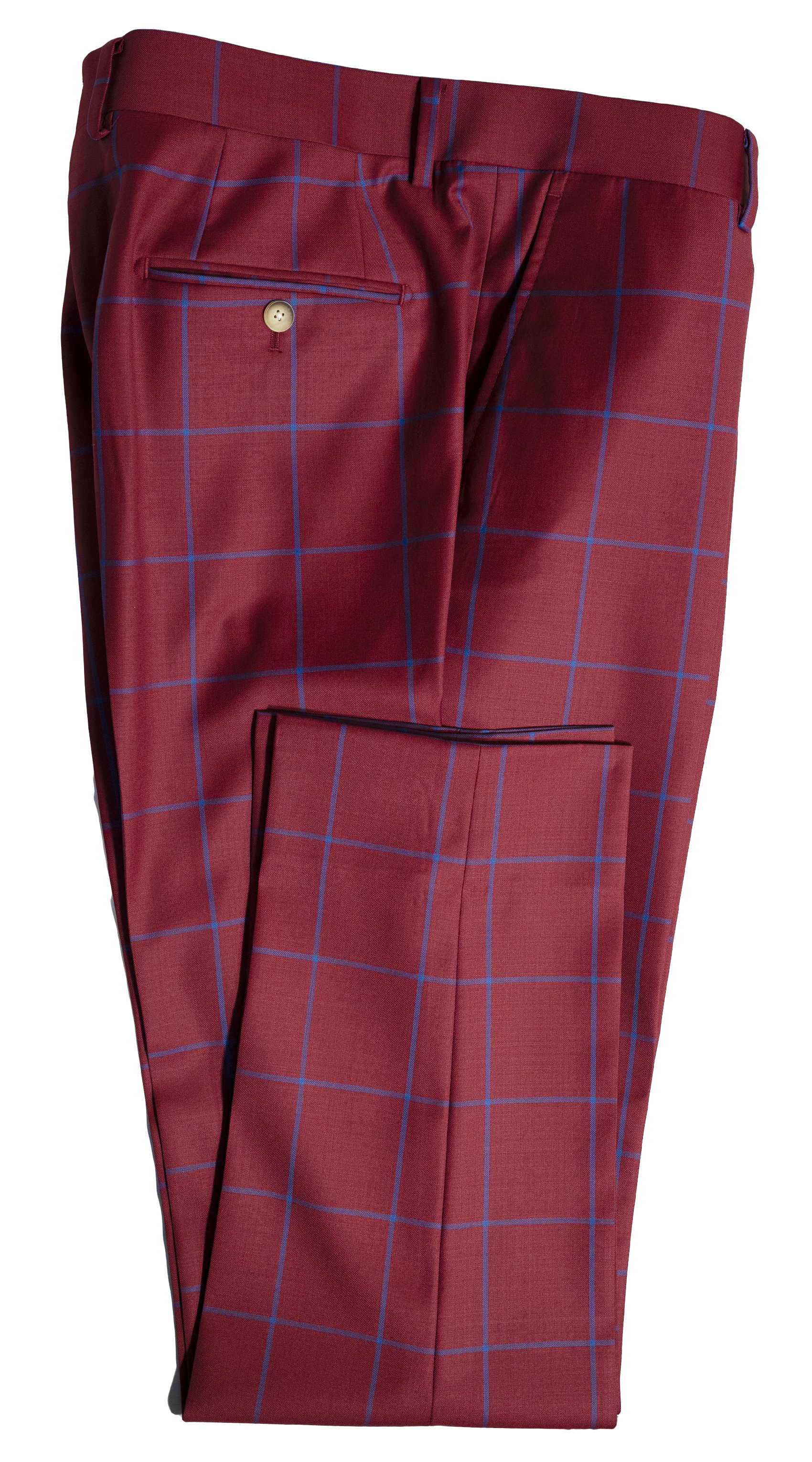 Crimson Red Windowpane Wool Suit