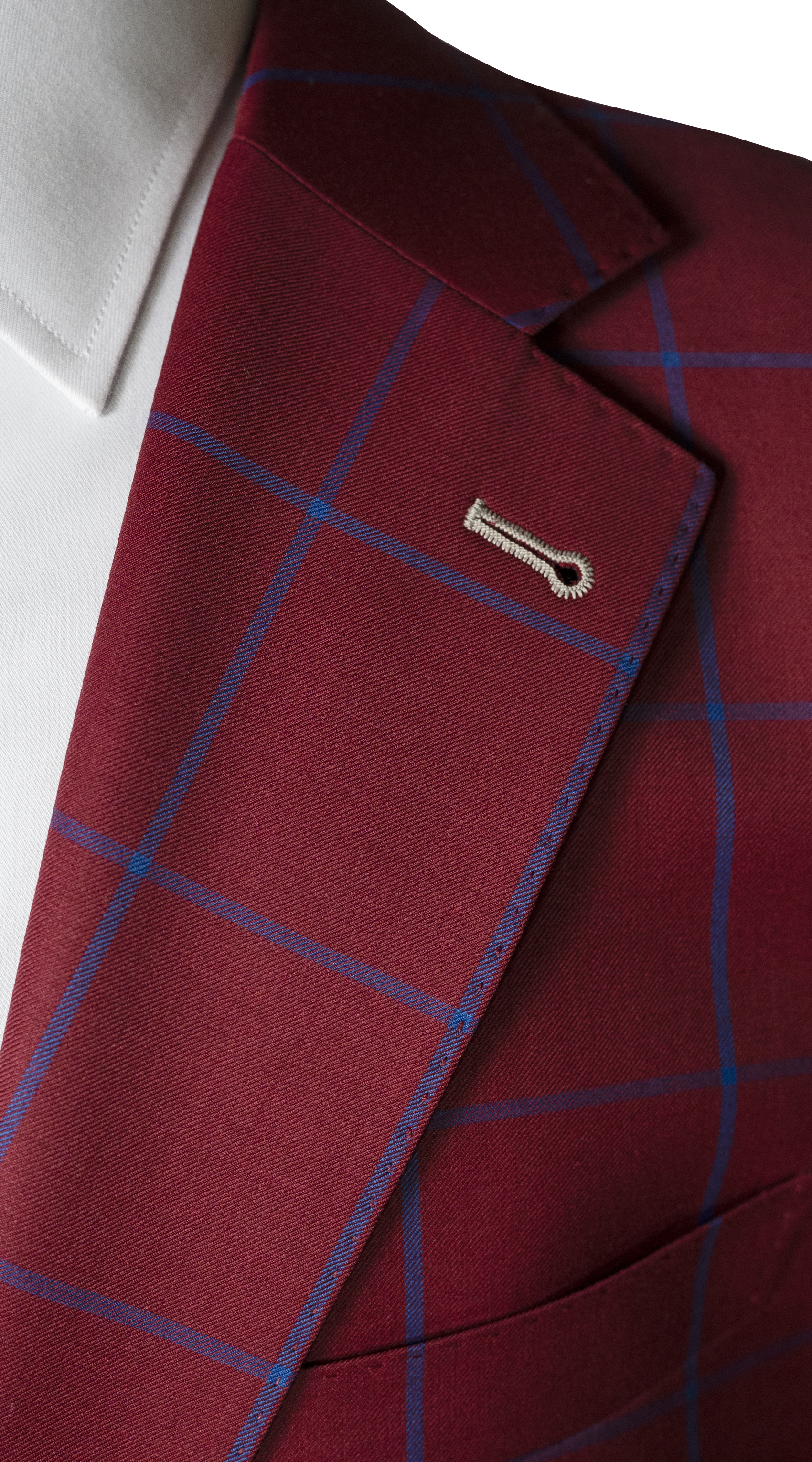 Crimson Red Windowpane Wool Suit