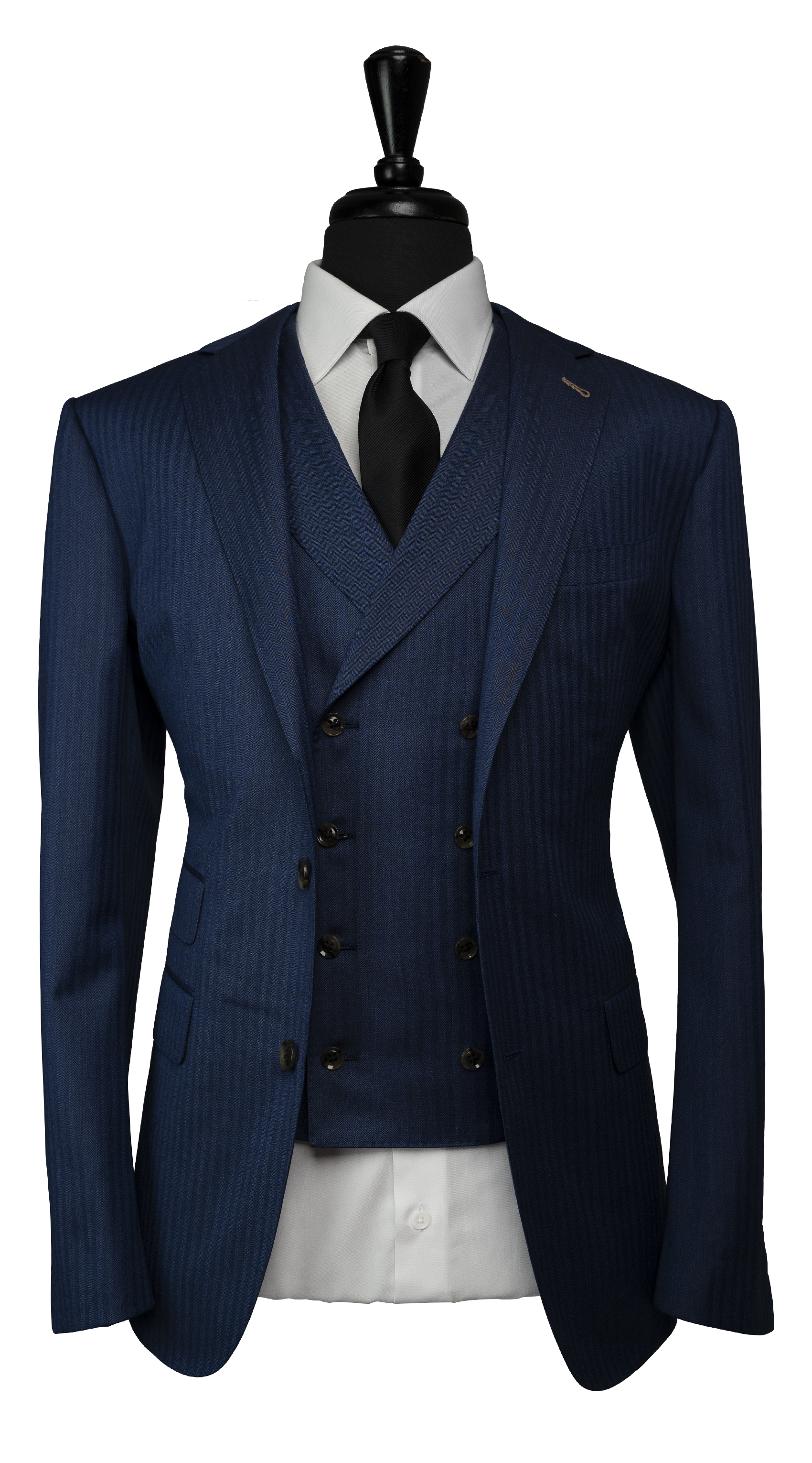 Navy Blue Herringbone Suit
