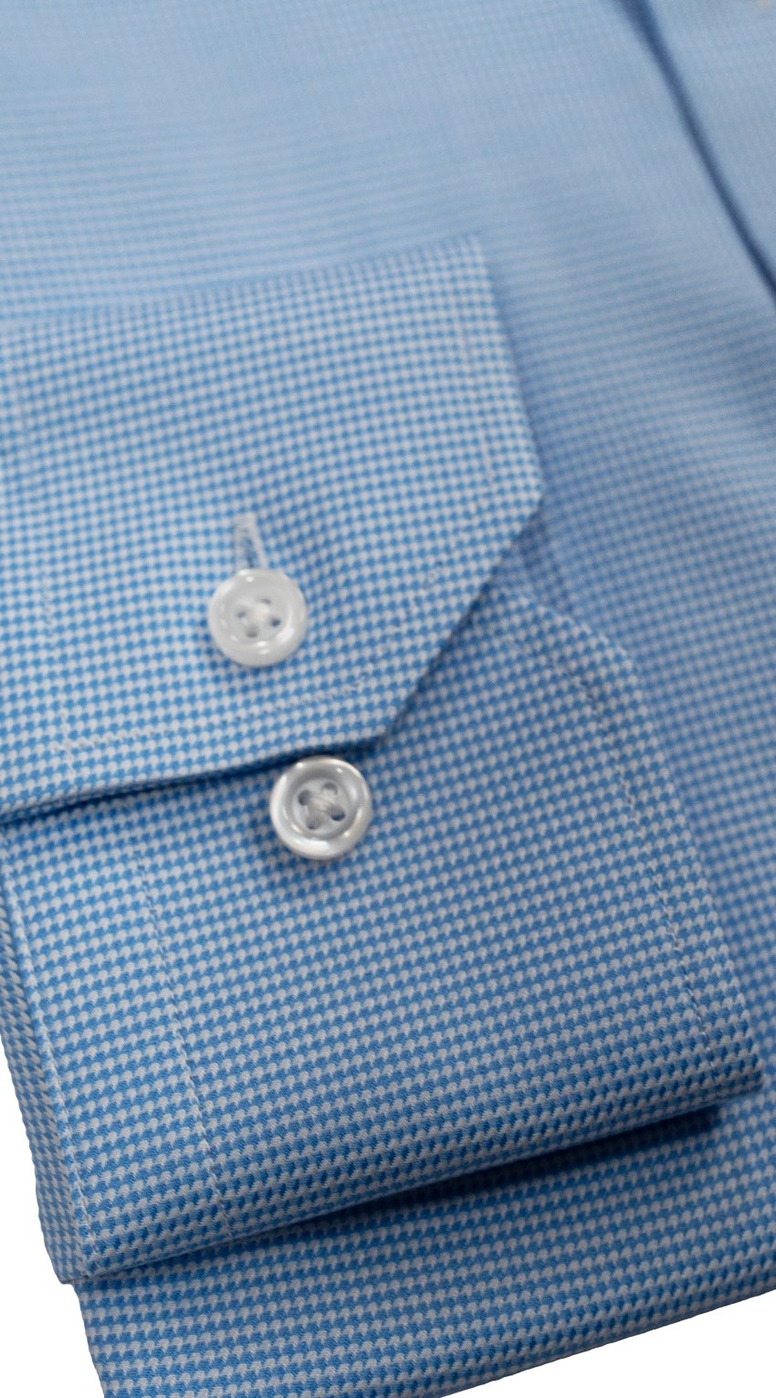 Blue Micro-Gingham Dress Shirt