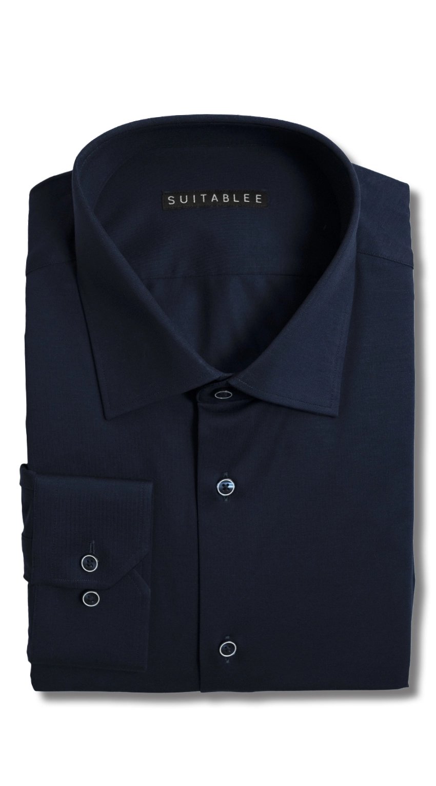 Chemise Stretch Tactile Bleu Marine Foncé 