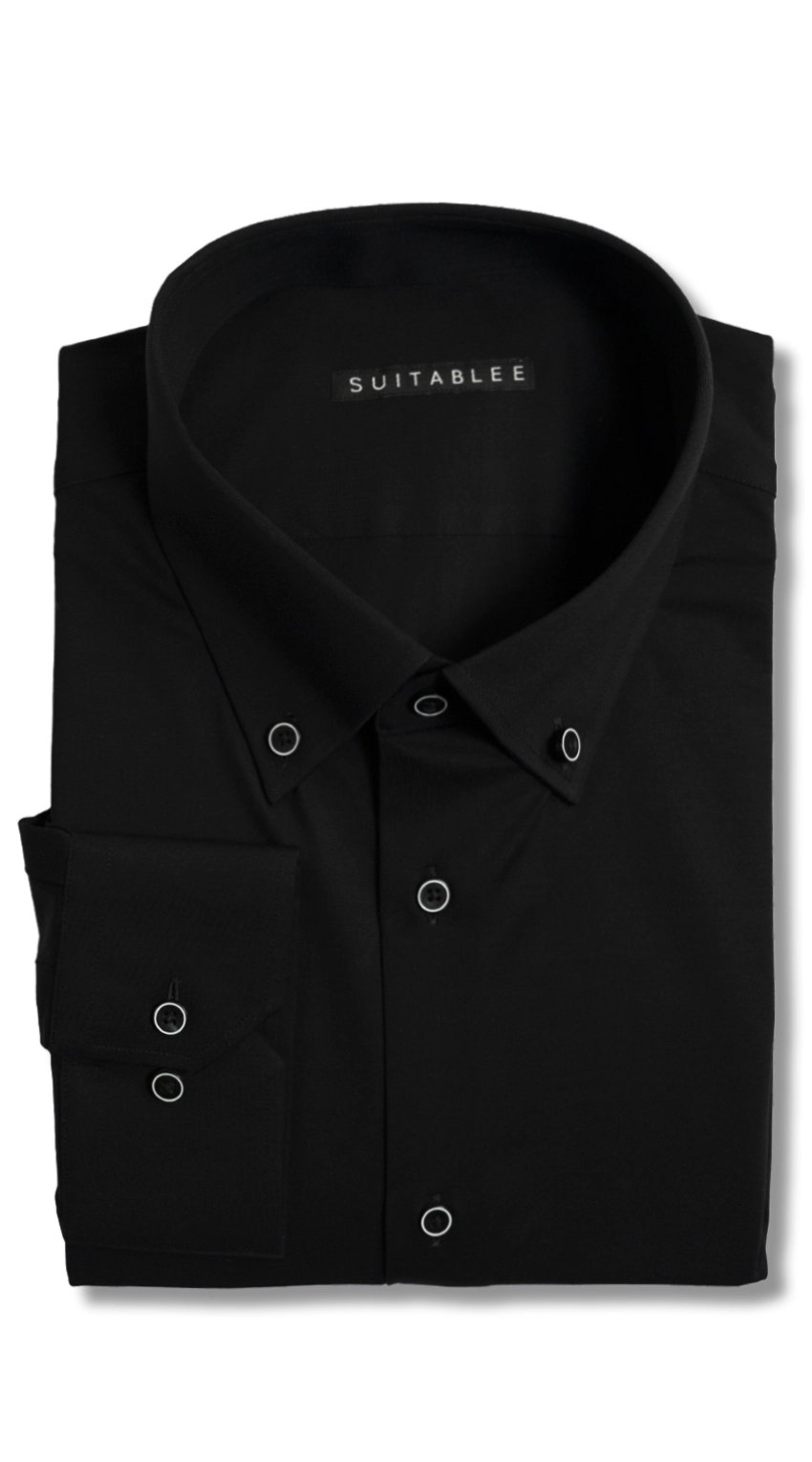 Chemise Habillée Stretch Noire Douce Toucher