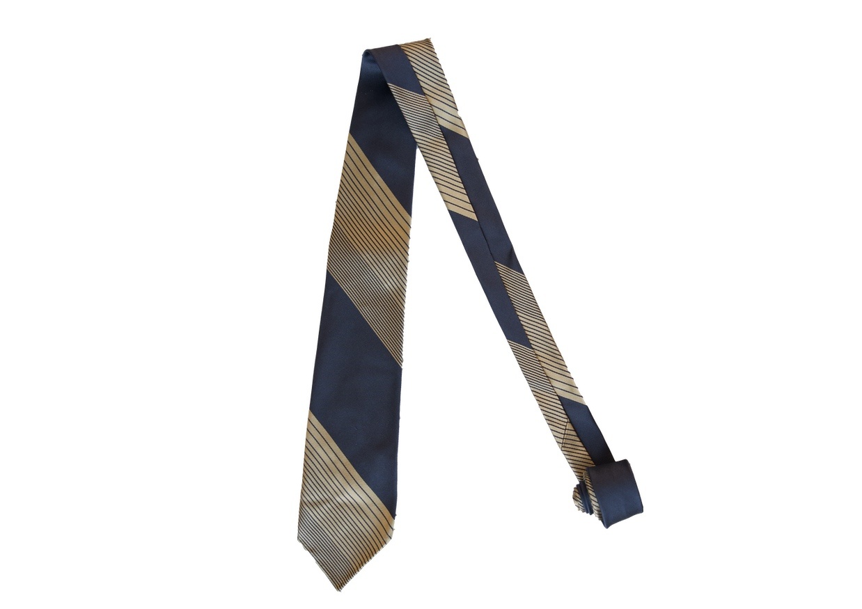 Striped Space Blue Silk Tie