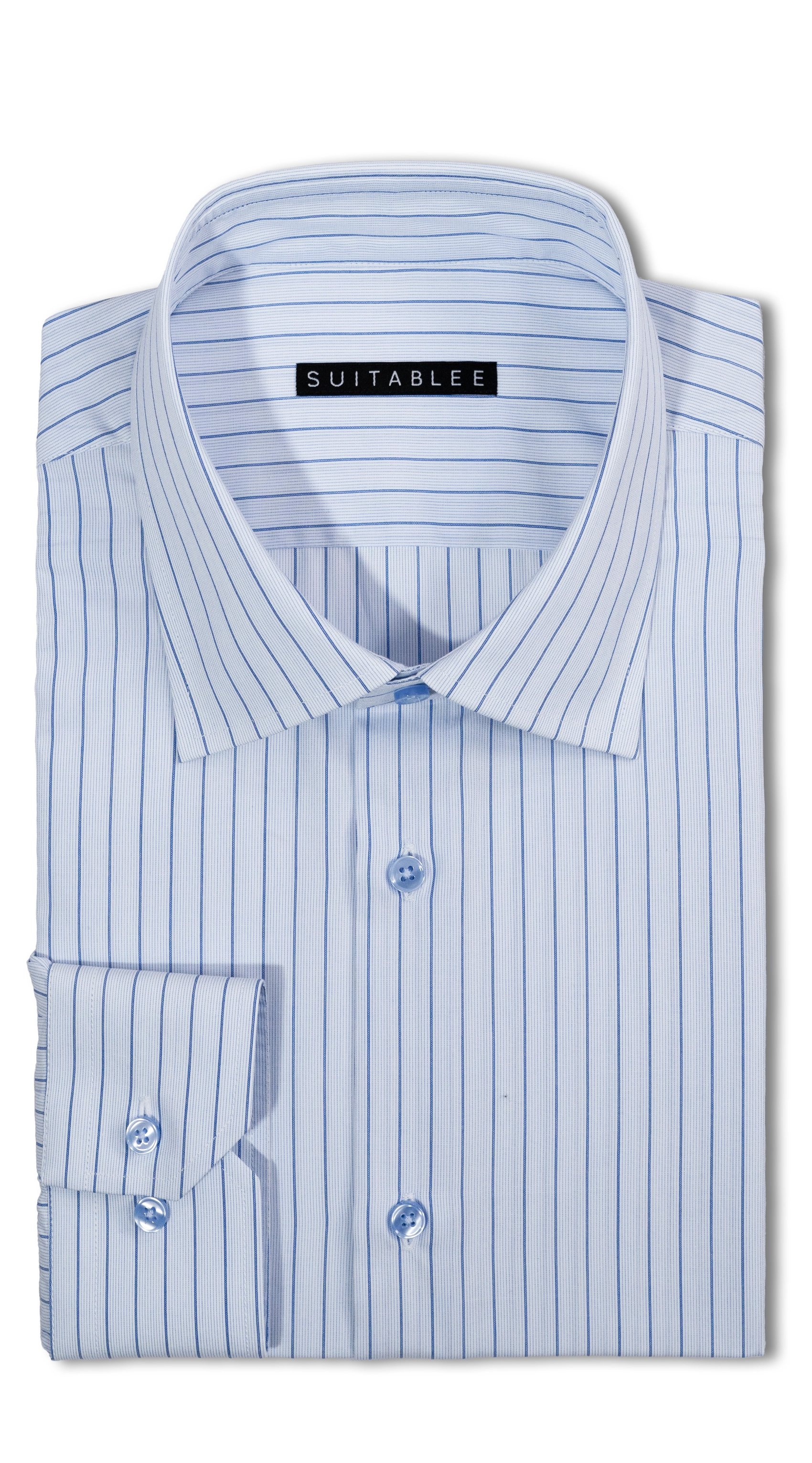 Chemise Habillée Blanche Rayures Bleues