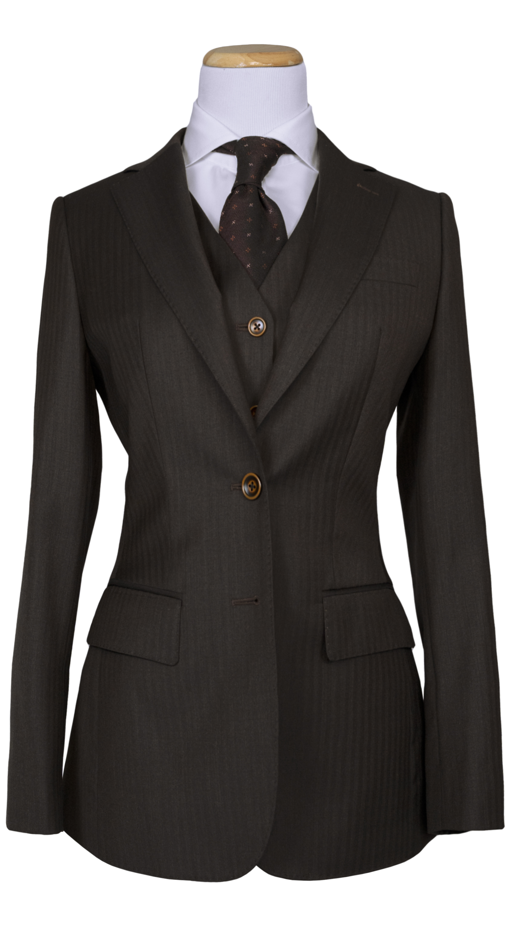 Dark Brown Herringbone Suit