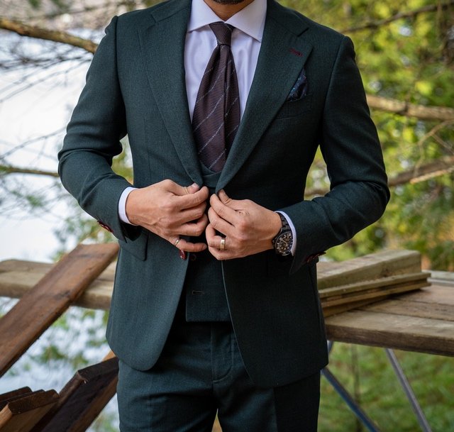 Men Green Suit 2 Piece, Winter Velvet Suit, Tuxedo Suit