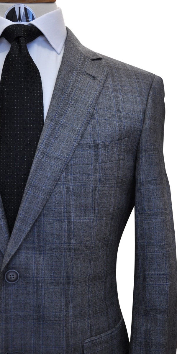 Grey with Blue Check Wool Suit