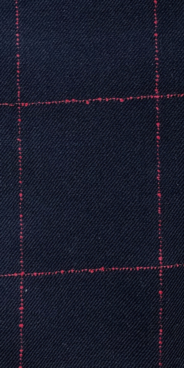 Midnight Blue Red Drip Windowpane Wool Suit