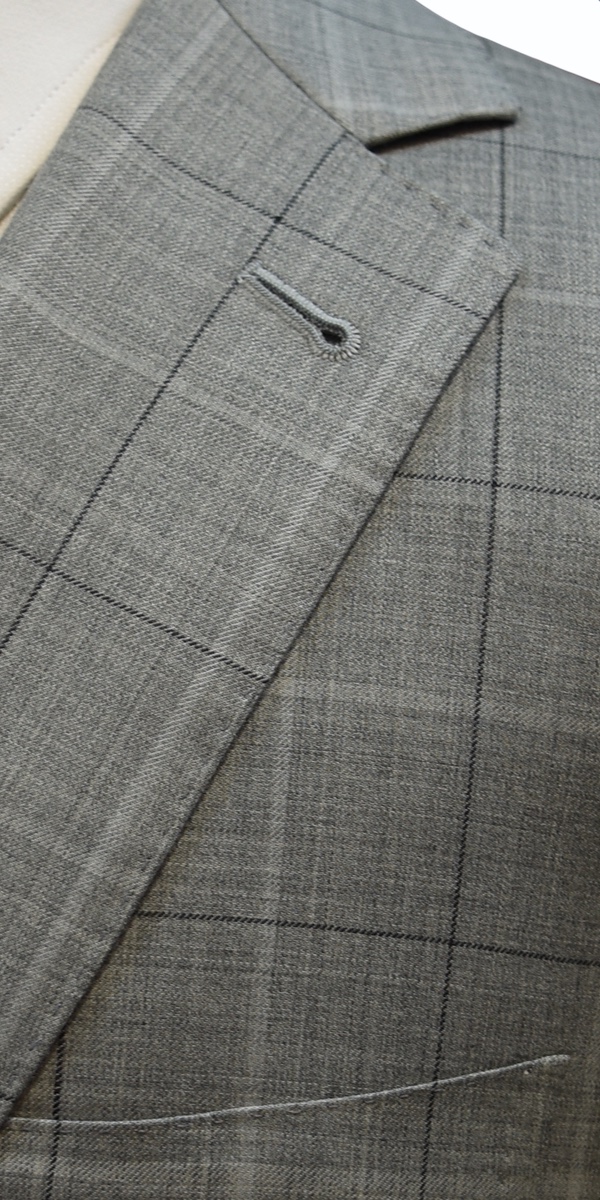 Light Grey Windowpane Wool Suit