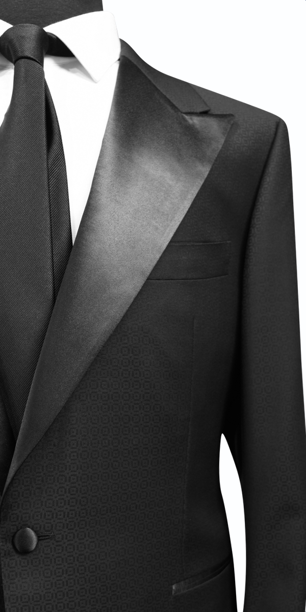 Black Textured Wool Tuxedo