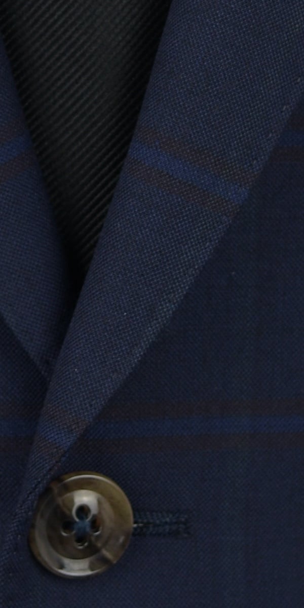 Navy Blue with Burgundy Plaid Wool Suit