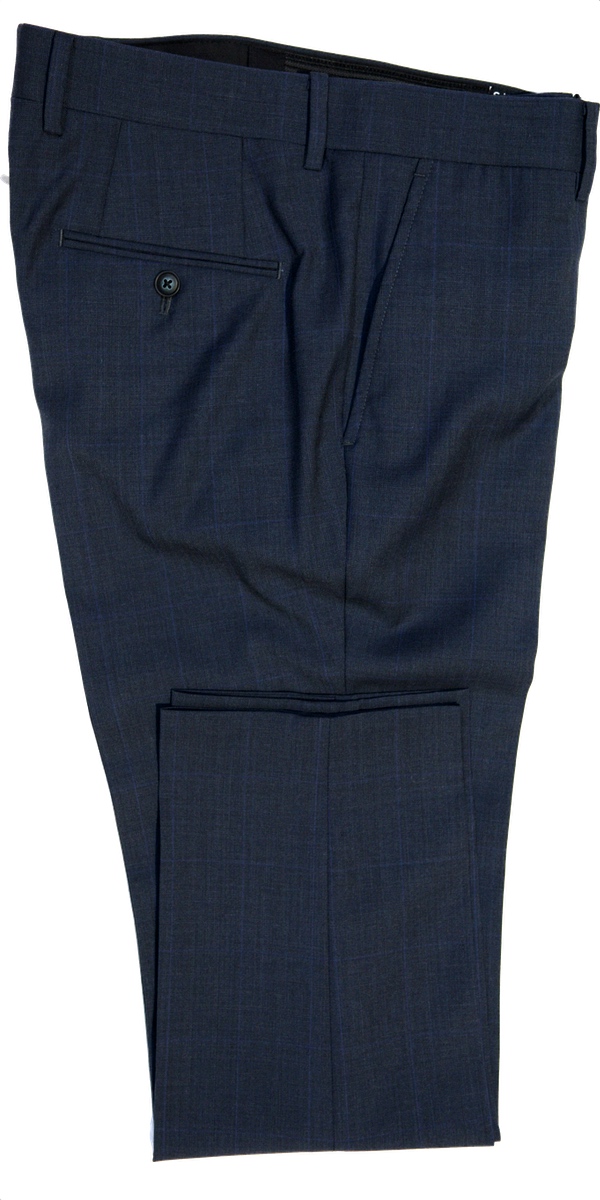 Navy Blue Prince of Wales Wool Suit