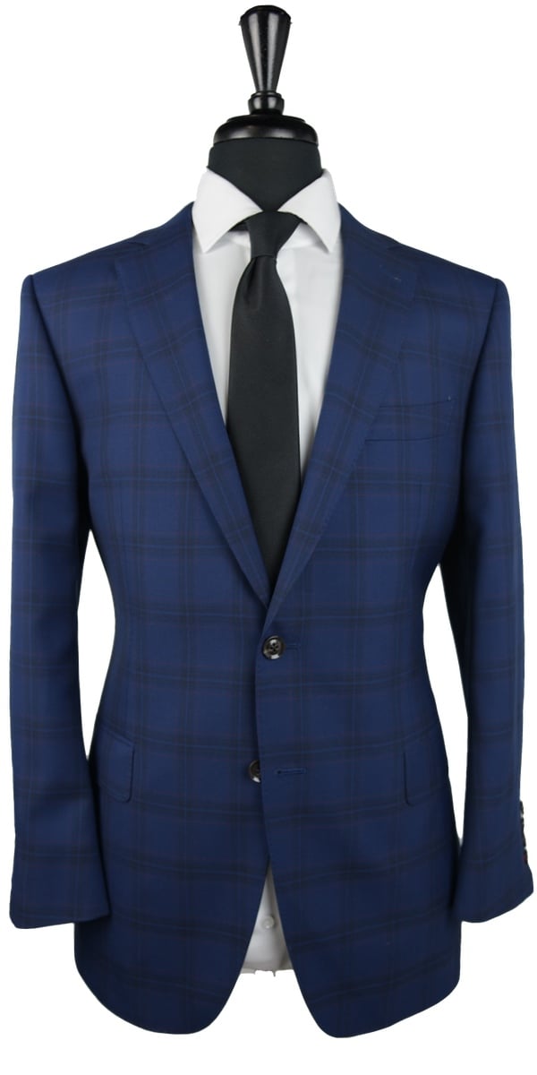 Royal Blue Plaid Wool Suit