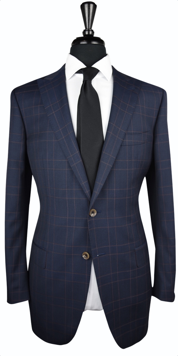 Blueish Charcoal Plaid Wool Suit