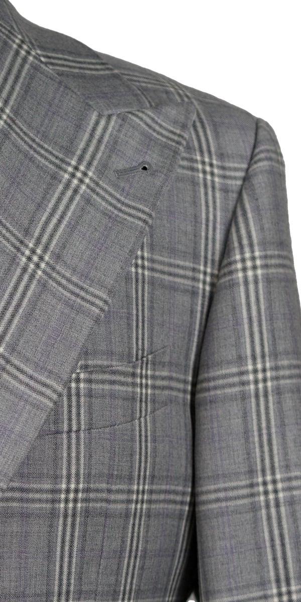 Gray Windowpane Wool Suit