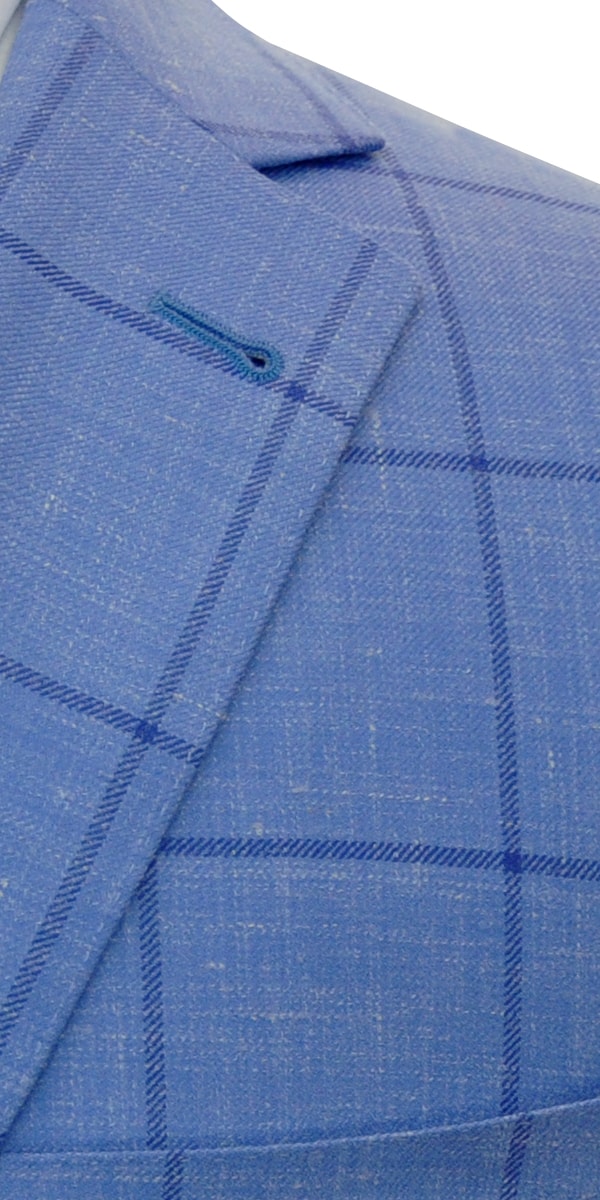 Baby Blue Windowpane Wool Mix Suit