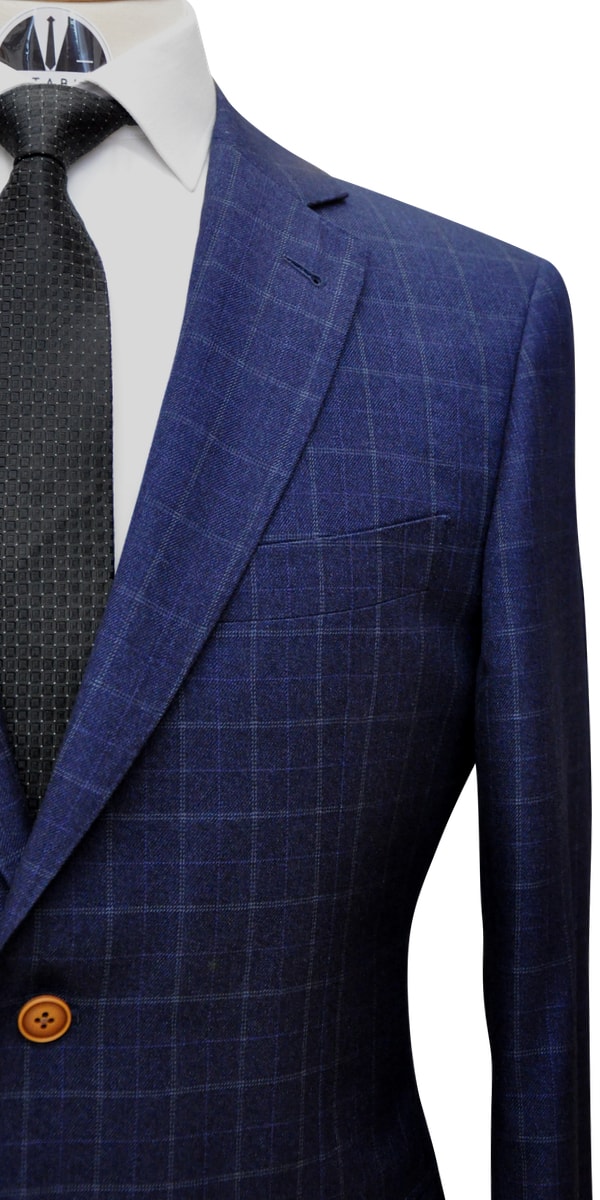 Denim Blue Check Wool Suit