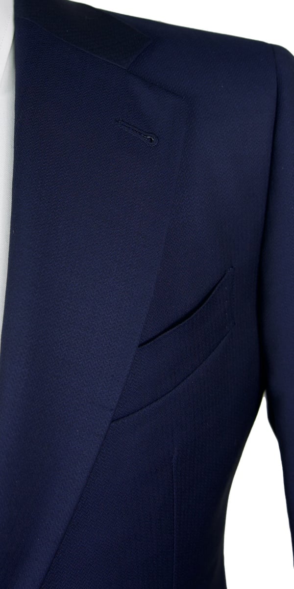Blue Subtle Herringbone Wool Suit
