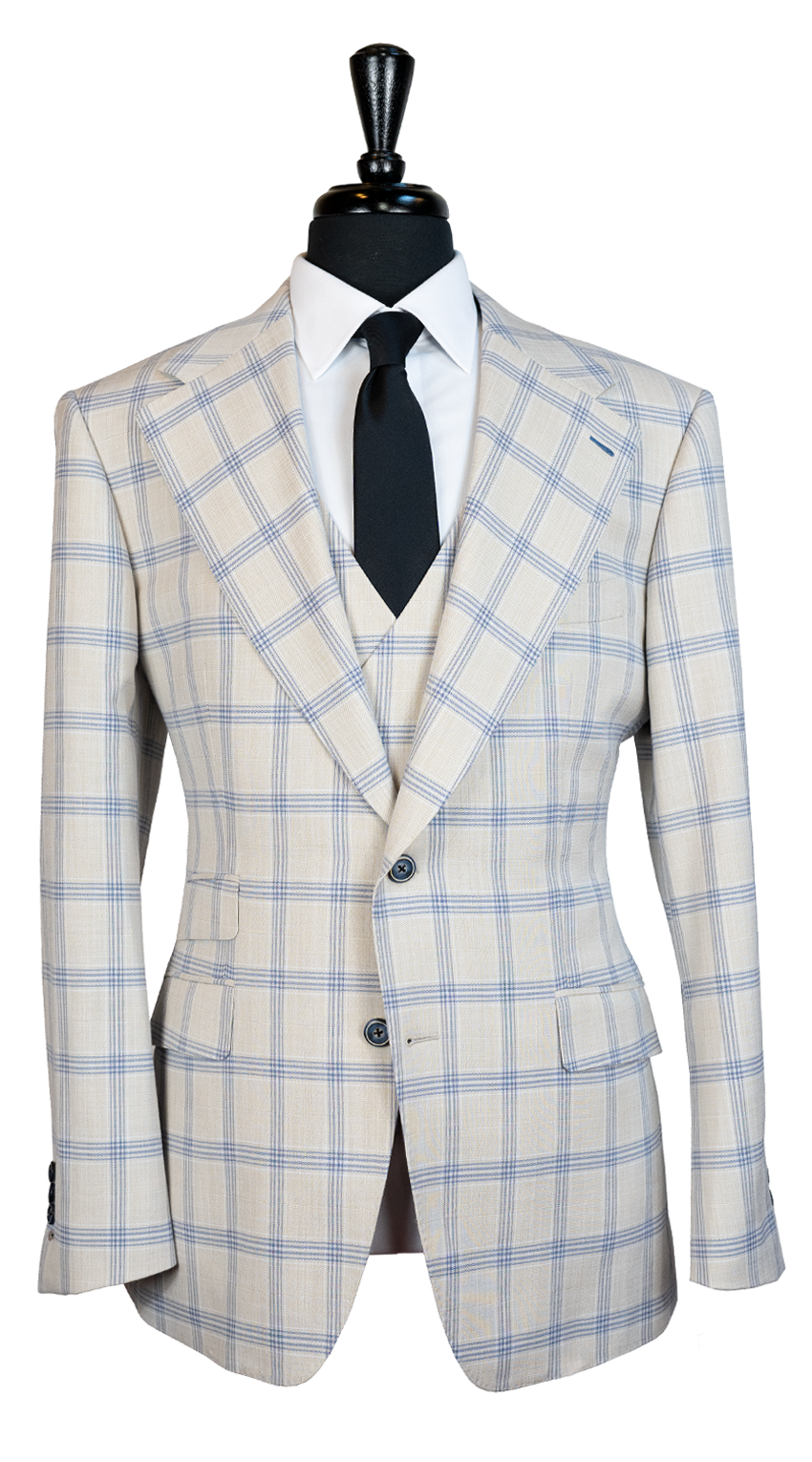 Cream Capri Windowpane Suit Cream Capri Windowpane Suit