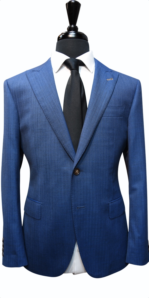 Sapphire Blue Herringbone Wool Suit Sapphire Blue Herringbone Wool Suit