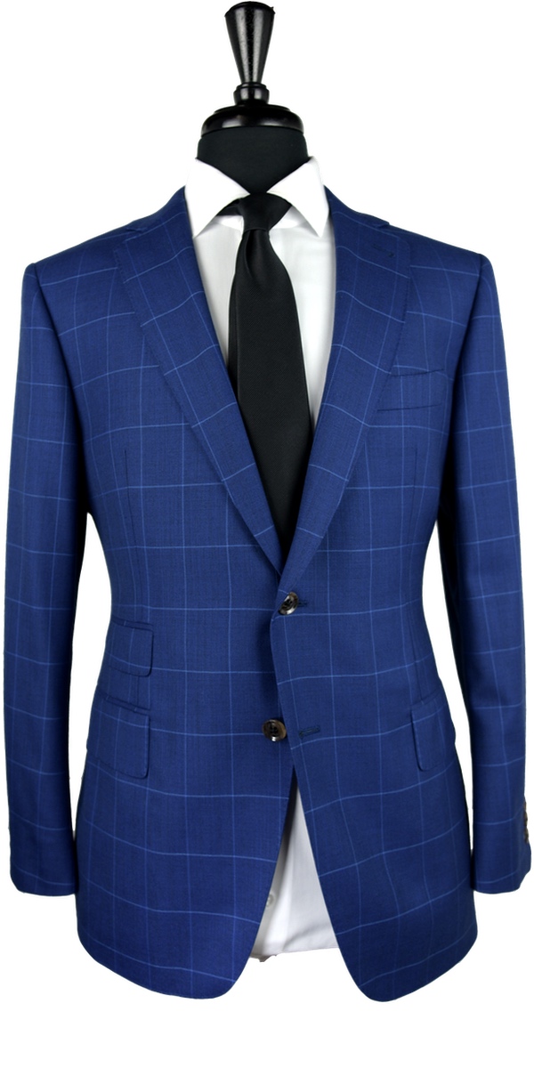 Blue Canvas Windowpane Wool Suit Blue Canvas Windowpane Wool Suit