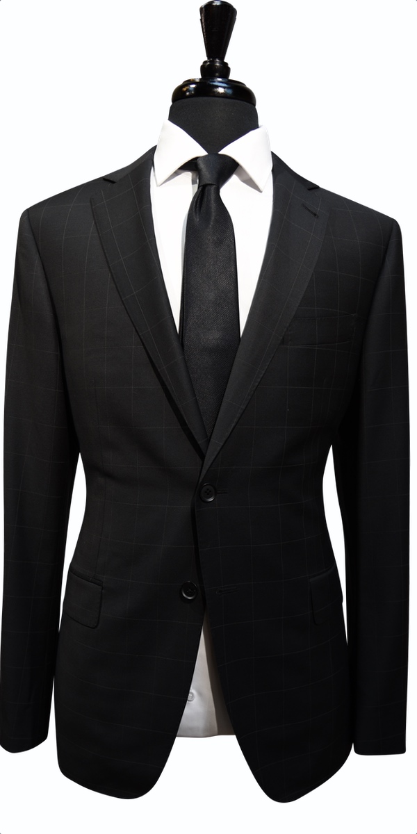 Black Windowpane Wool Suit Black Windowpane Wool Suit