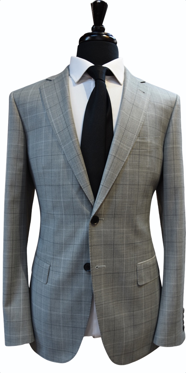 Light Grey Windowpane Wool Suit Light Grey Windowpane Wool Suit