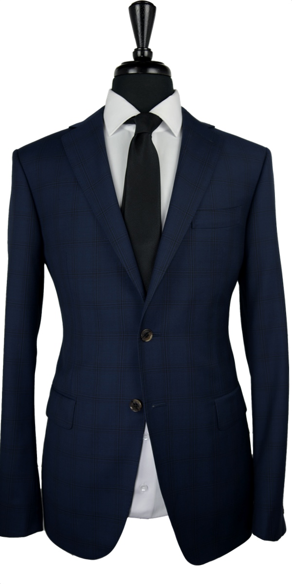 Sapphire Blue Windowpane Wool Suit Sapphire Blue Windowpane Wool Suit
