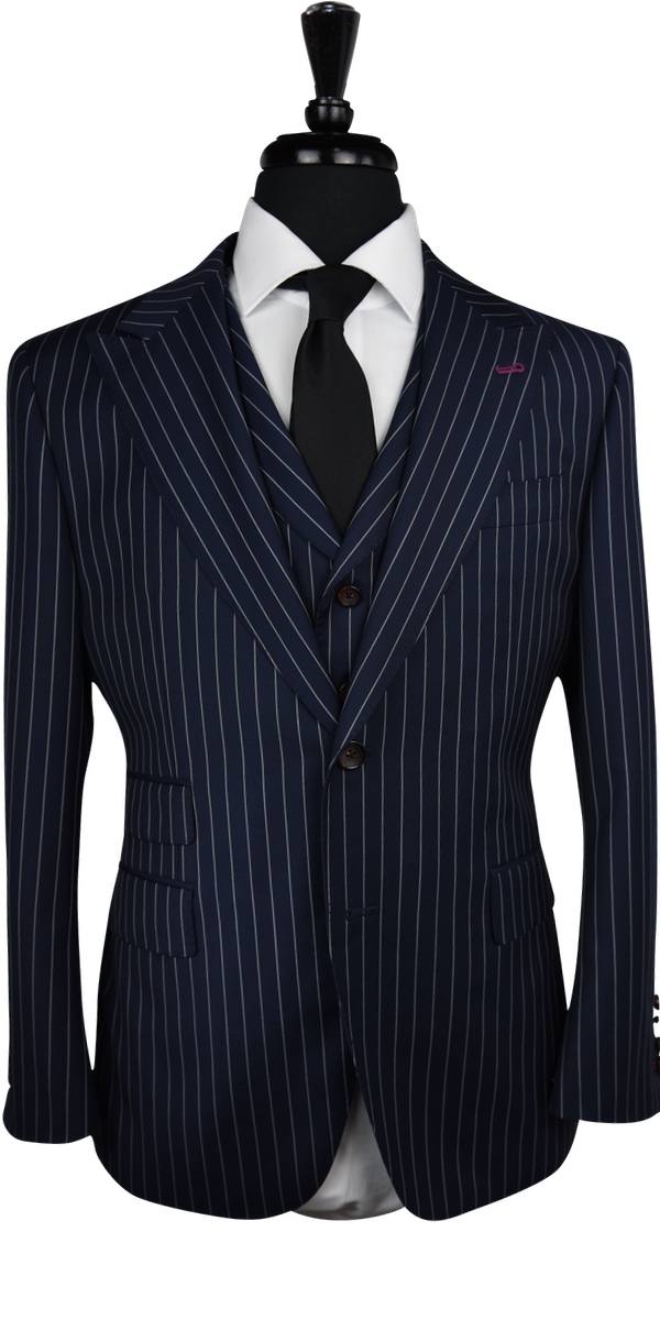 Blue Pinstriped Wool Suit Blue Pinstriped Wool Suit