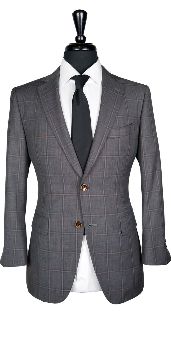 Grey with Brown Windowpane Suit Grey with Brown Windowpane Suit