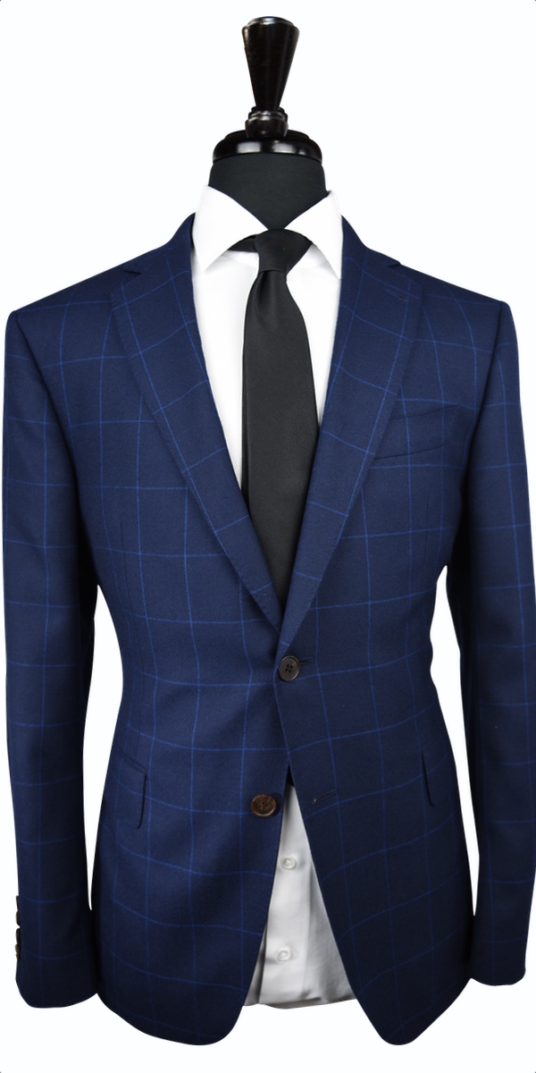 Blue Windowpane Canvas Wool Suit Blue Windowpane Canvas Wool Suit