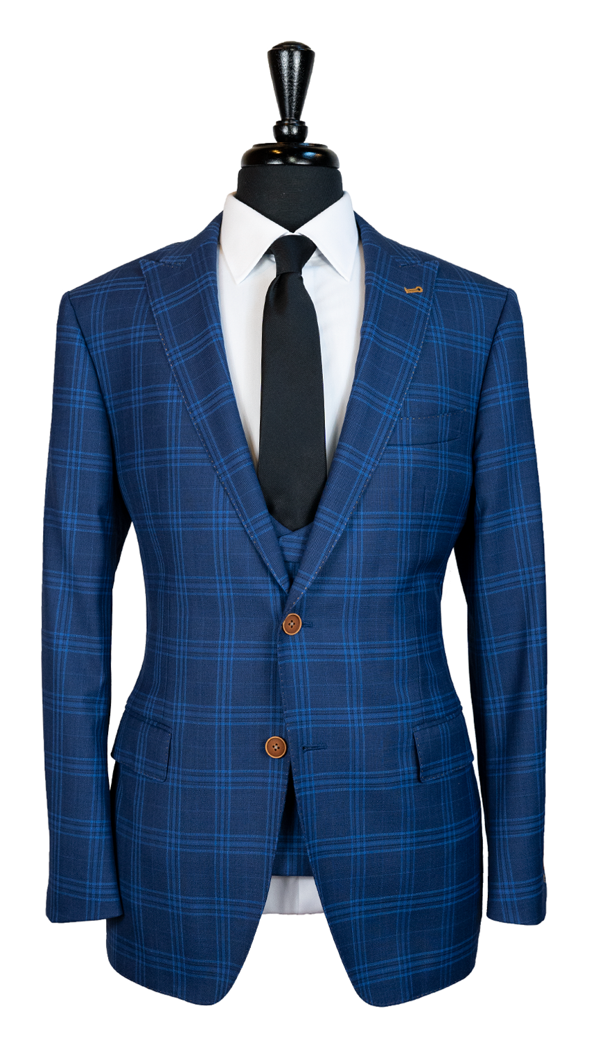 Lapis Blue Windowpane Chic Suit Lapis Blue Windowpane Chic Suit