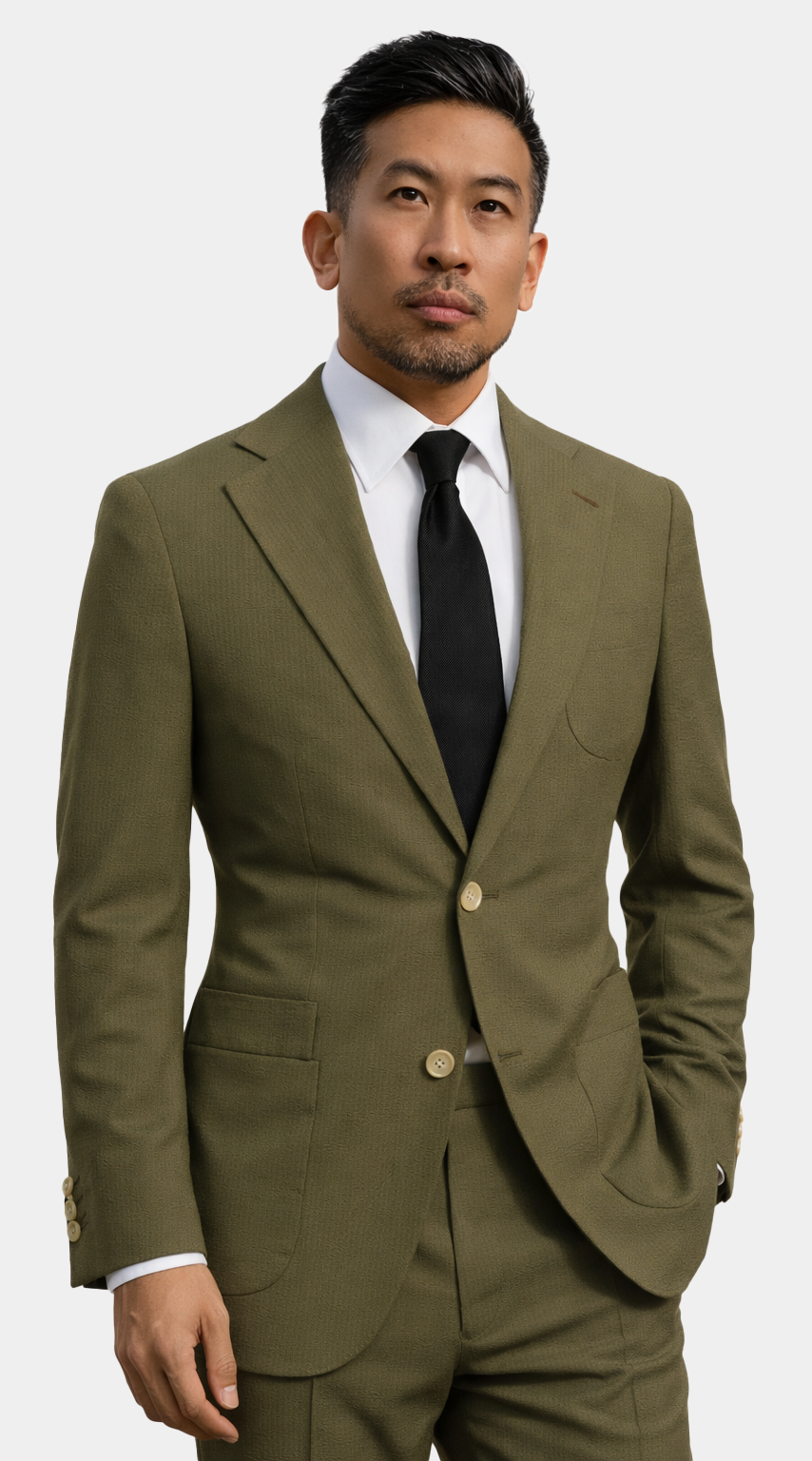 Army Green Seersucker Suit