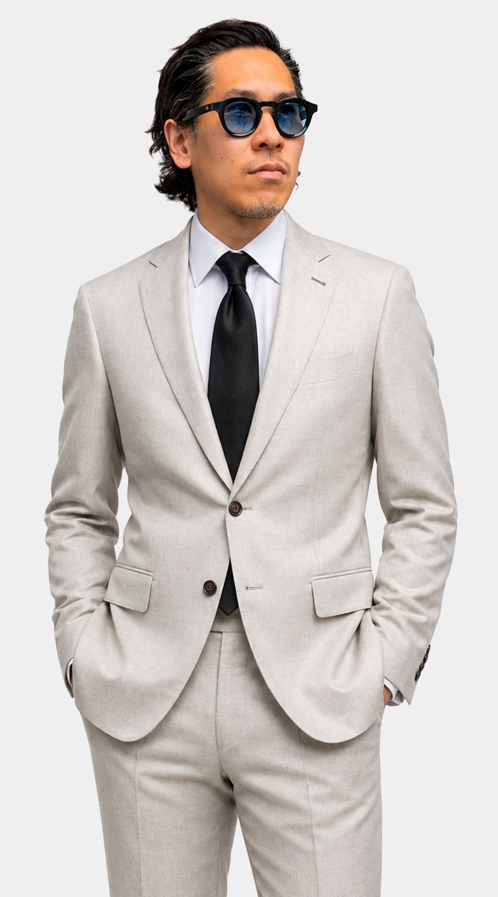 Beige Linen Blend Suit