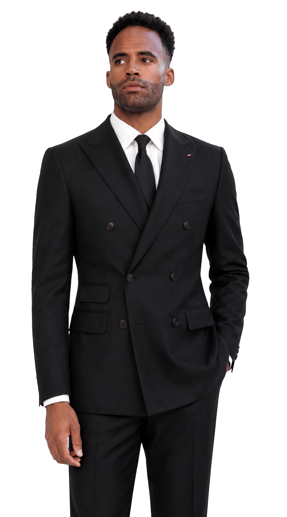 Black Double-Breasted Wool Suit Black Double-Breasted Wool Suit