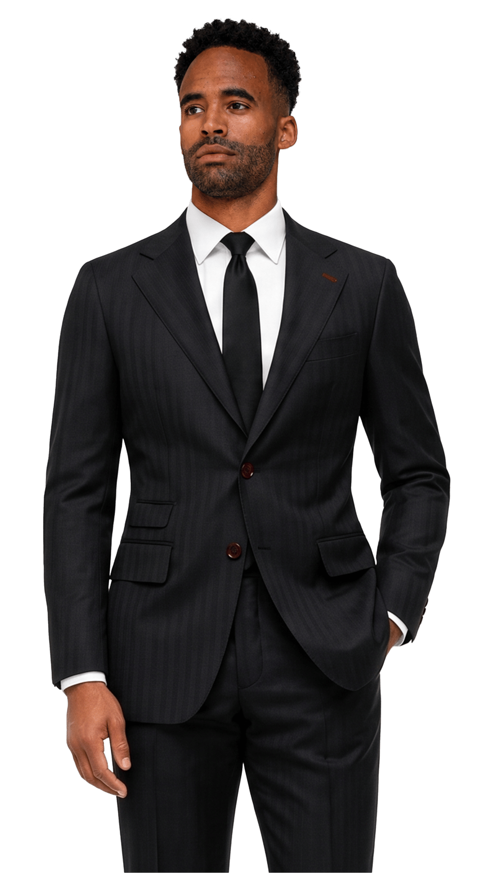Black Herringbone Wool Suit Black Herringbone Wool Suit