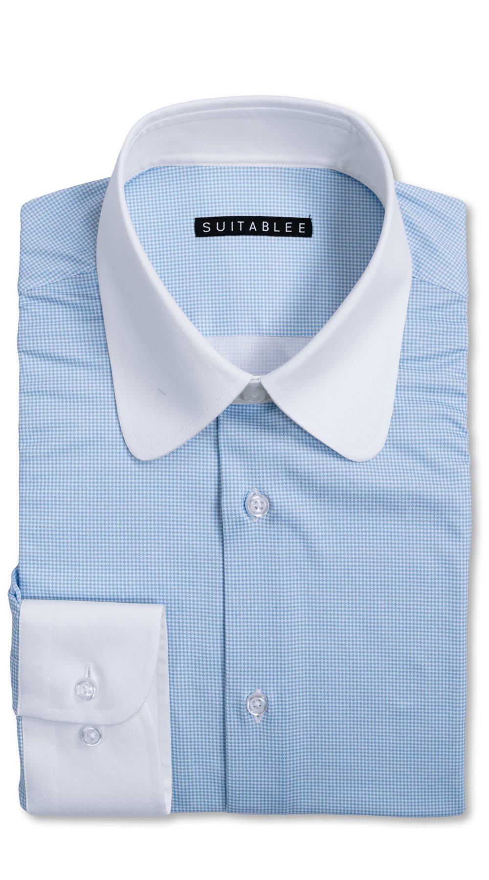 Blue Houndstooth Dress Shirt
