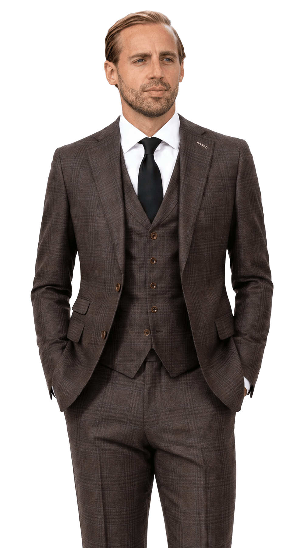 Brown Glen Plaid Three-Piece Suit Brown Glen Plaid Three-Piece Suit