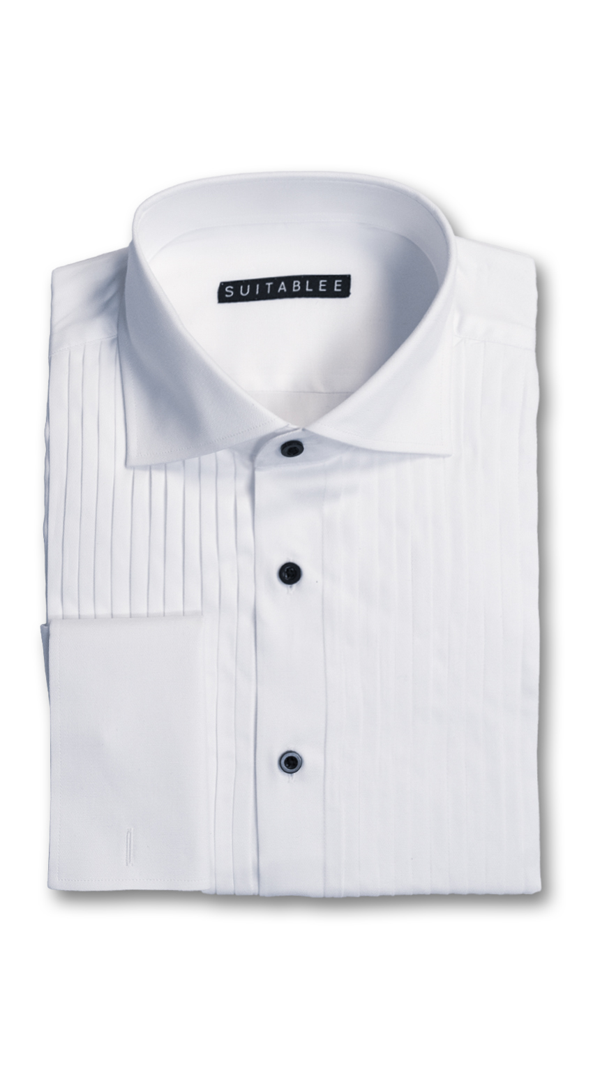 White Pleated Tuxedo Shirt White Pleated Tuxedo Shirt