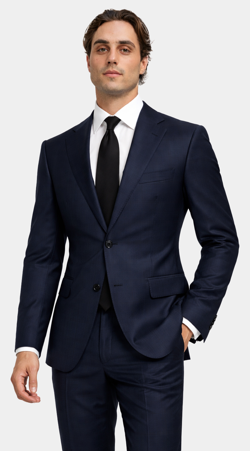 Dark Blue Glen Check Suit