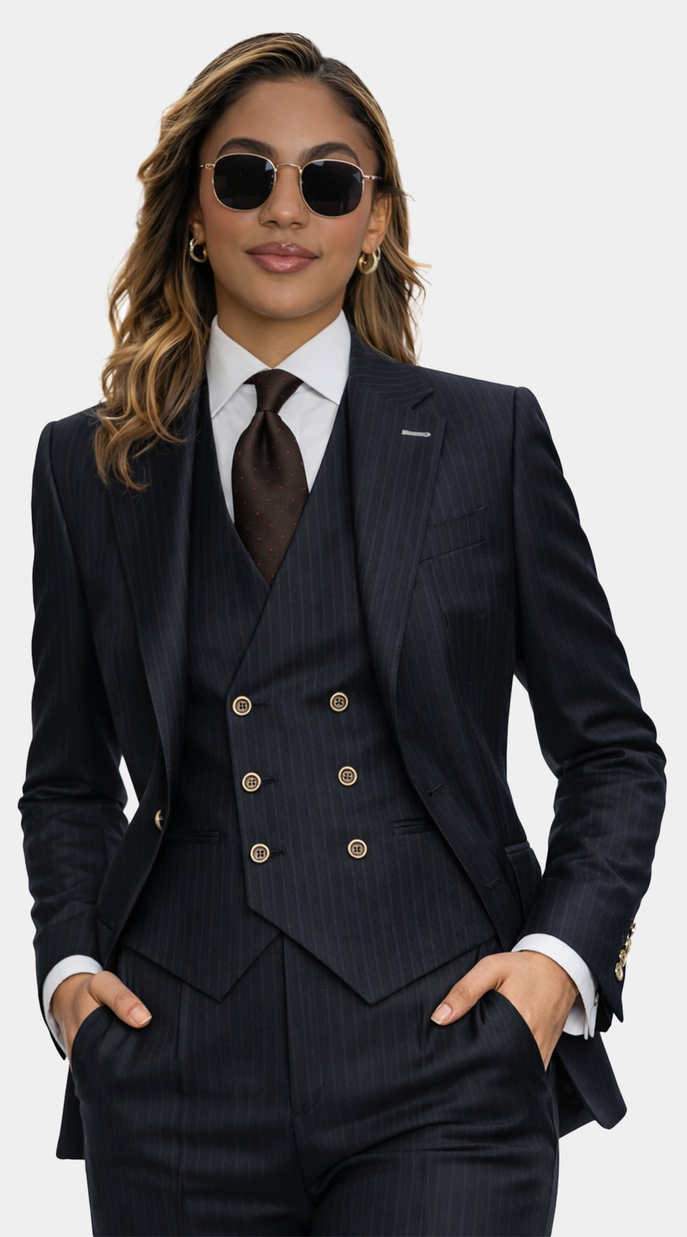 Complet Rayures Fines Bleu Foncé Complet Rayures Fines Bleu Foncé