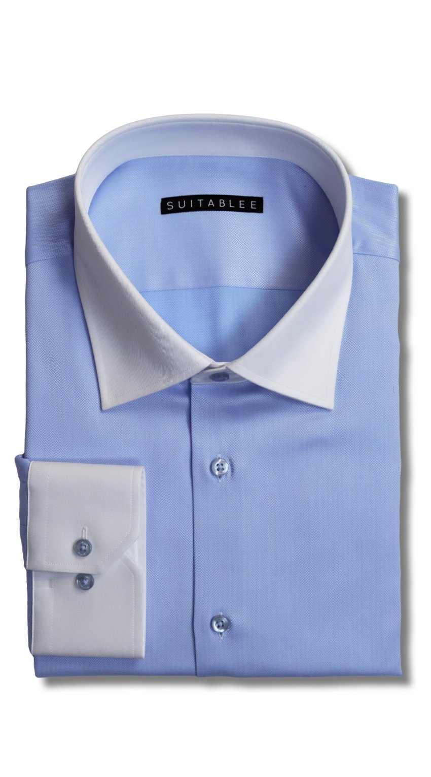 Oxford Blue Herringbone Dress Shirt Oxford Blue Herringbone Dress Shirt