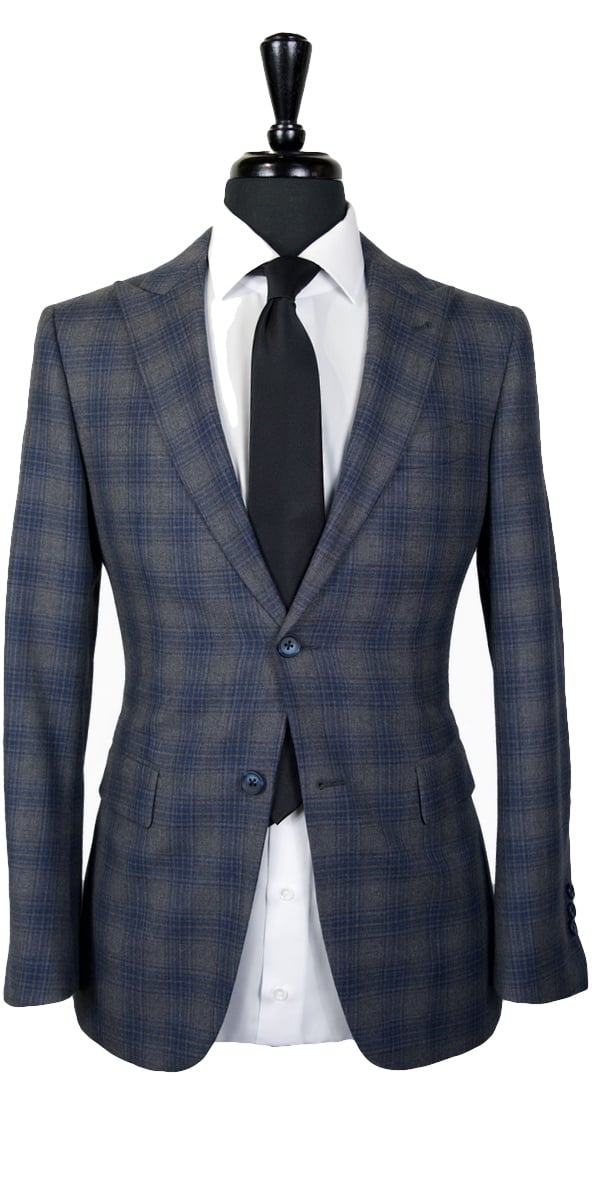 Grey with Blue Plaid Suit Grey with Blue Plaid Suit